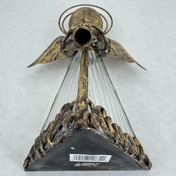 Decorative Angel Votive Candle Holder Metal Art Triangle Figurine With Trumpet - Picture 6 of 11